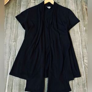 Christine & Gerard Black Short Sleeve Cardigan Cover-Up Top M
